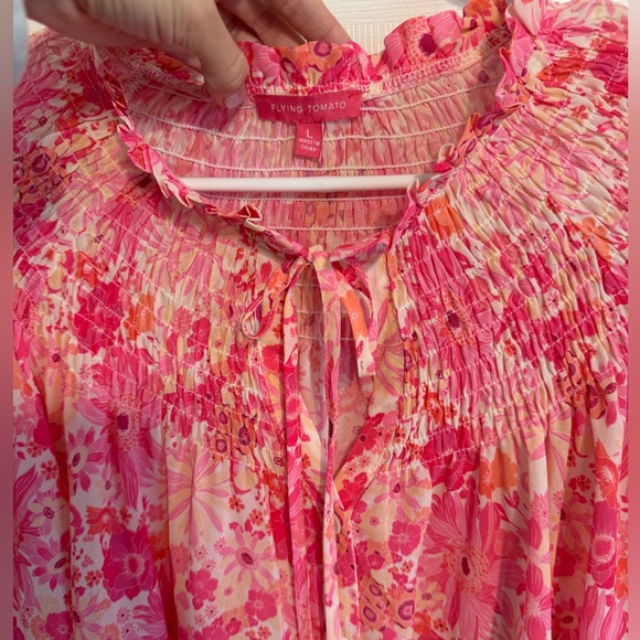 Flying Tomato Pink Floral Blouse Large - Picture 4 of 7